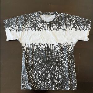 Balenciaga Black and White Abstract Tee